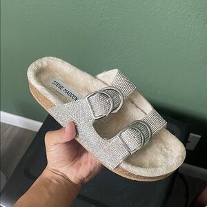 Size 6 Steve Madden Silver Buckle Sandals